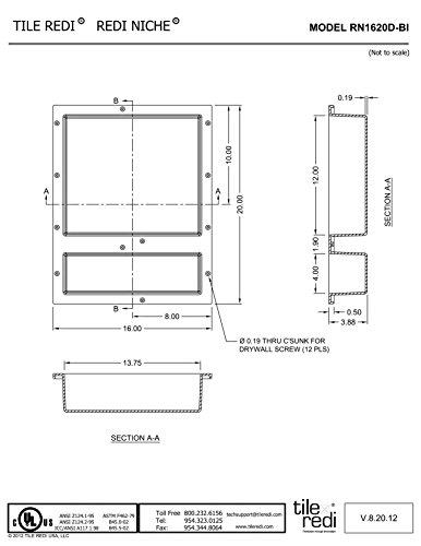 Redi Niche Single Recessed Shower Shelf – Black, One Inner Shelf, 16-Inch Width x 14-Inch Height x 4-Inch Depth