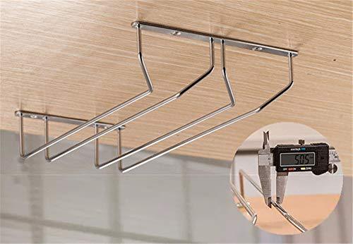 Stemware Wine Glass Rack Wall-Mounted Hanger Under Cabinet Storage Chrome Finish For Home Bar (2 Rows)