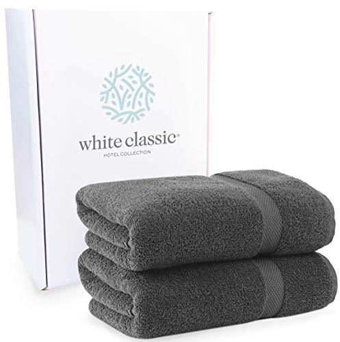 Luxury White Bath Towels Large - Circlet Egyptian Cotton | Highly Absorbent Hotel spa Collection Bathroom Towel | 27x54 Inch | Set of 4