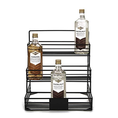 Mind Reader IRSYR4-BLK Clear Syrup Bottle Holder, Wire 4 Compartment Bottle Organizer,  Storage for Syrup, Wine, Dressing - 4 Capacity, Black