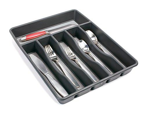 Rubbermaid No-Slip Large, Silverware Tray Organizer, Black with Gray 1994536