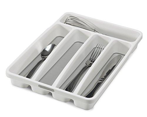 madesmart Classic Large Silverware Tray - White | CLASSIC COLLECTION | 6-Compartments |  Soft-grip Lining and Non-slip Feet |BPA-Free