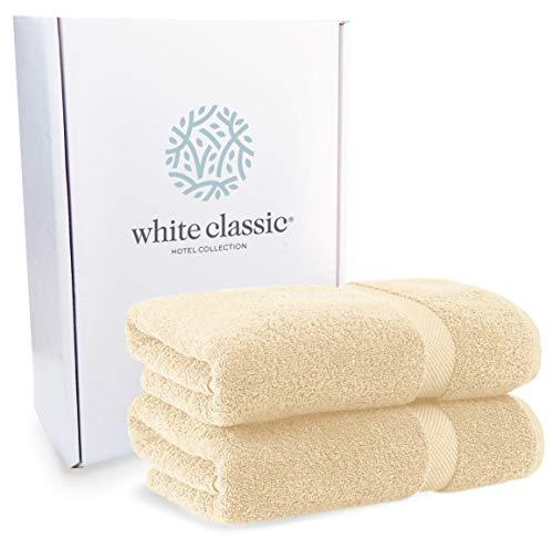 Luxury White Bath Towels Large - Circlet Egyptian Cotton | Highly Absorbent Hotel spa Collection Bathroom Towel | 27x54 Inch | Set of 4