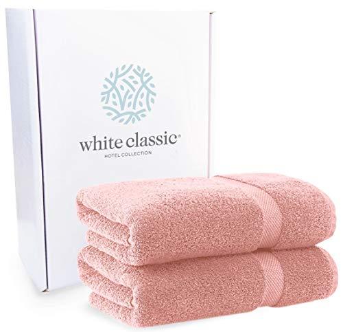 Luxury White Bath Towels Large - Circlet Egyptian Cotton | Highly Absorbent Hotel spa Collection Bathroom Towel | 27x54 Inch | Set of 4