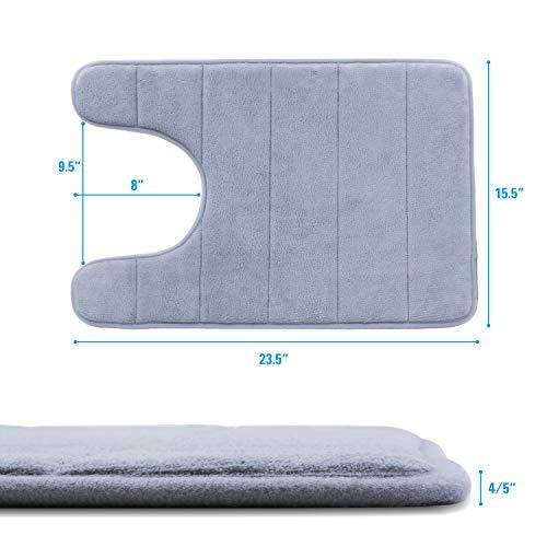 BETUS U-Shaped Contour Memory Foam Toilet Mat - Non-Slip Backing，Water Absorbent, Machine Washable, Super Cozy - Luxurious Velvet Comfort Washroom Rug - 16"x24" (Black)