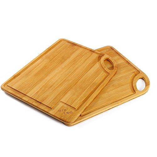 Bamboo Cutting And Serving Board Set of 3, Assorted Size Kitchen Chopping Board Set Small Medium & Large 8.7" x 6.3",12" x 8.7",14.9" x 12" by HTB