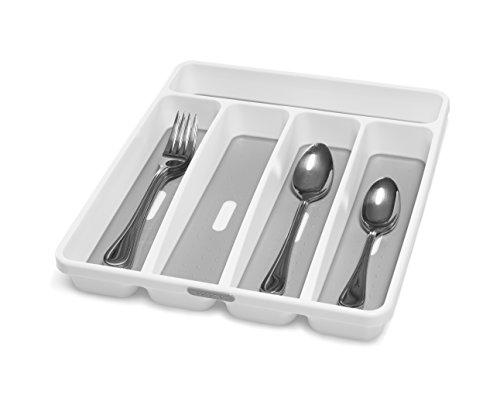 madesmart Classic Large Silverware Tray - White | CLASSIC COLLECTION | 6-Compartments |  Soft-grip Lining and Non-slip Feet |BPA-Free