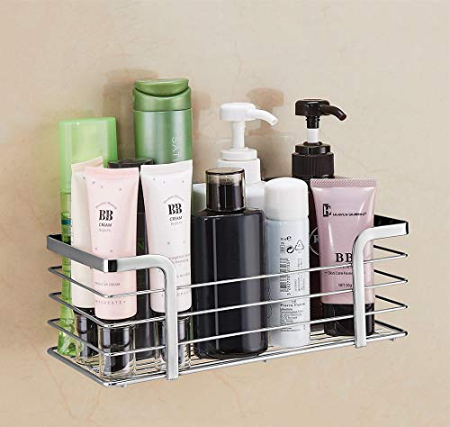 Adhesive Bathroom Shelf Organizer Shower Caddy Kitchen Storage Rack Wall Mounted No Drilling SUS304 Stainless Steel - 2 PACK