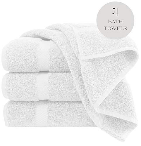 Luxury White Bath Towels Large - Circlet Egyptian Cotton | Highly Absorbent Hotel spa Collection Bathroom Towel | 27x54 Inch | Set of 4