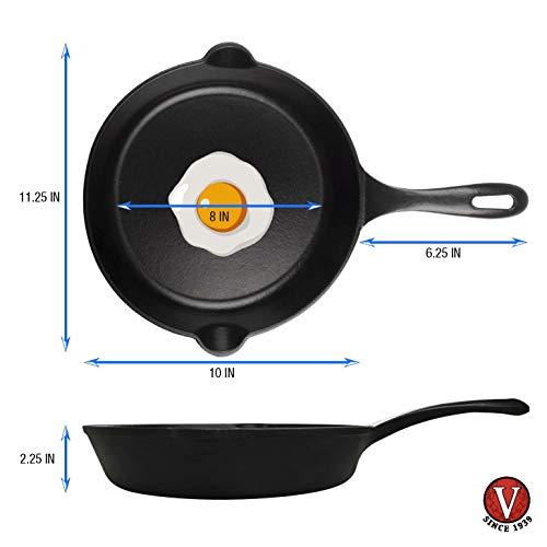 Large Pre-Seasoned Cast Iron Skillet by Victoria, 12-inch Round Frying Pan with Helper Handle, 100% Non-GMO Flaxseed Oil Seasoned, SKL-212