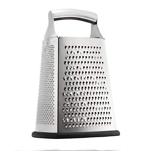 Spring Chef Box Grater, 4-Sided Stainless Steel Large 10-inch Grater for Parmesan Cheese, Ginger, Vegetables