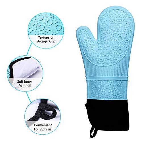 Extra Long Professional Silicone Oven Mitt - 1 Pair - Oven Mitts with Quilted Liner - Red - by The Triumphant Chef