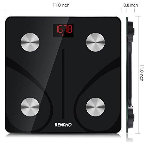 RENPHO Bluetooth Body Fat Scale Smart BMI Scale Digital Bathroom Wireless Weight Scale, Body Composition Analyzer with Smartphone App 396 lbs - Black