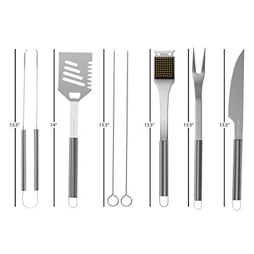 Home-Complete BBQ Grill Tool Set- 16 Piece Stainless Steel Barbecue Grilling Accessories with Aluminum Case, Spatula, Tongs, Skewers