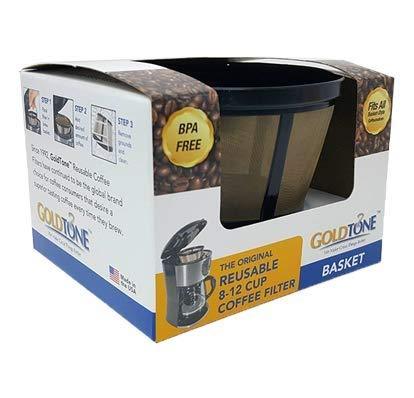 GOLDTONE Reusable 8-12 Cup Basket Coffee Filter fits Mr. Coffee Makers and Brewers, BPA Free