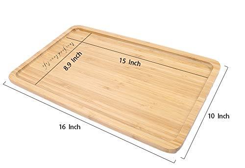 Bamboo Tray Bathroom Rectangle Serving Tray With Handles, 12 x 8.5" Serve Food Coffee or Tea at Home, Hotel & Restaurant By HTB