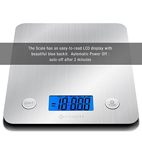 Etekcity Food Digital Kitchen Weight Scale Grams and Ounces, Small, Backlit, Stainless Steel