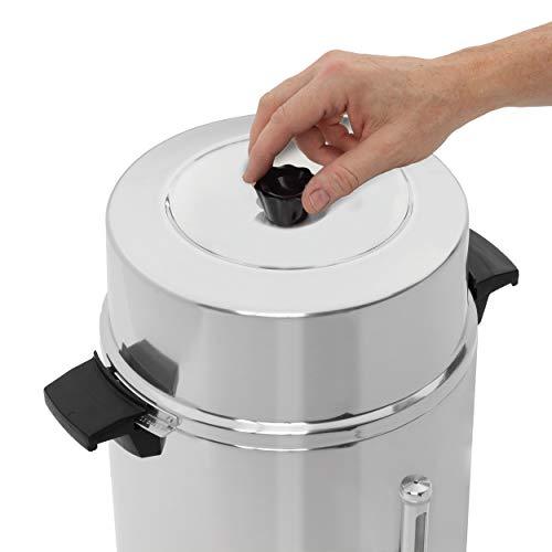 West Bend 58002 Highly Polished Aluminum Commercial Coffee Urn Features Automatic Temperature Control Large Capacity with Quick Brewing Easy Prep and Clean Up, 42-Cup, Silver