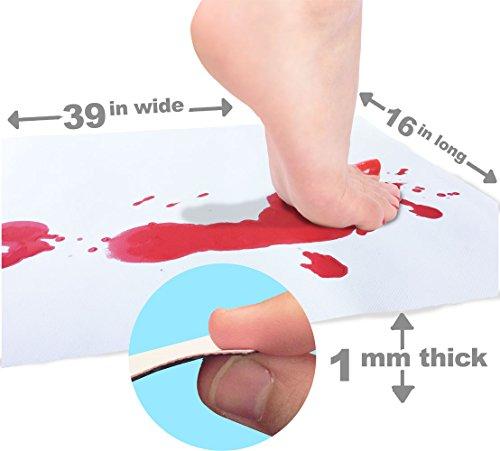 Bloody Bath Mat – Color Changing Sheet Turns Red When Wet – Make Your Own Bleeding Footprints That Disappear White – Sheet, for Shower/Bathroom – Regular Size 16x39in (420x1000mm)