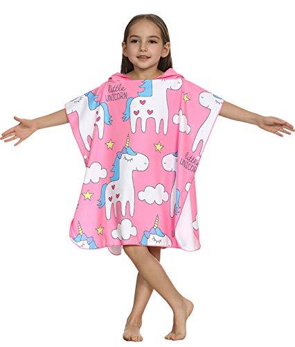 SpunKo Cute Dinosaur Kids Hooded Beach Towels for Little Girls Boys 1-6 Years Old Super Absorbent Hooded Bath Towel Soft Compact Pool Towel Poncho Cover Up Beach Present for Swimming Travel