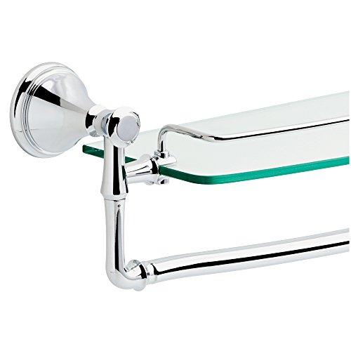 Delta Faucet 79710-PN Cassidy 18-Inch Glass Shelf with Bar, Polished Nickel