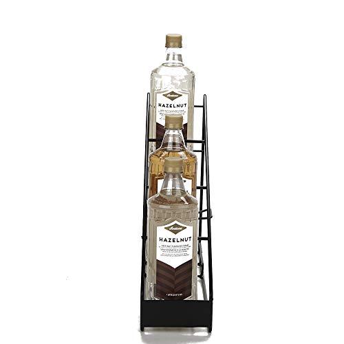 Mind Reader IRSYR4-BLK Clear Syrup Bottle Holder, Wire 4 Compartment Bottle Organizer,  Storage for Syrup, Wine, Dressing - 4 Capacity, Black