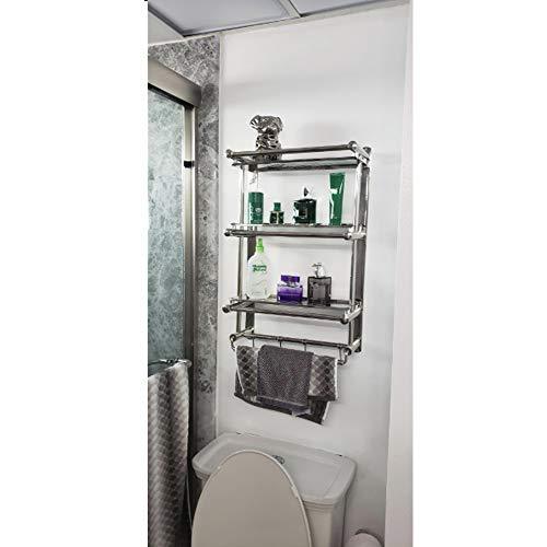 Bathroom Shelf Rack,AIYoo Bathroom Shelves Towel Rack with Hooks,3 tier Wall Mounted Stainless Steel Rack Organization for Storage Hanging Holder in Kitchen Bathroom