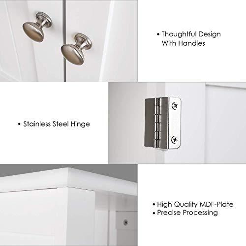 HOMFA Bathroom Floor Cabinet Storage Organizer with Double Doors Adjustable Shelf Free Standing Unit for Home Office, 19.6”L x 11.8”W x 36.2”H Dark Brown