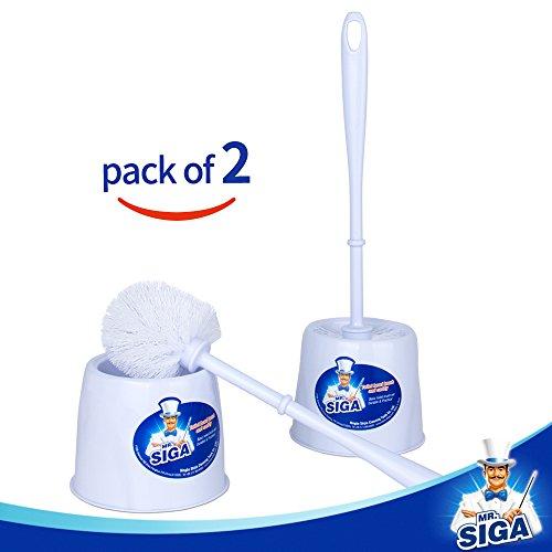 MR. SIGA Toilet Bowl Brush and Caddy, Dia 12cm x 38cm Height, Pack of 2 Set