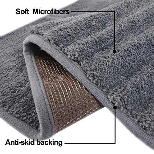 TOMORO Non-Slip Bathroom Rug Super Absorbent Bath Mat Extra Soft Microfibers Anti-Skid TPR Bottom (17.5 x 27 inch, White)