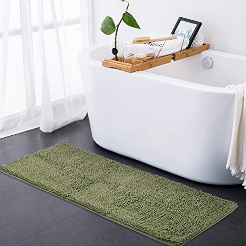 ITSOFT Non Slip Shaggy Chenille Soft Microfibers Bathroom Rug with Water Absorbent, Machine Washable, 21 x 34 inches Charcoal Gray