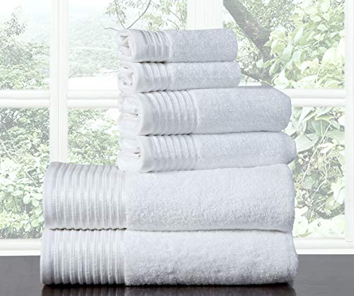 600 GSM Ultra Soft 100% Combed Cotton 6-piece Towel Set (Charcoal Black): 2 Bath towels, 2 Hand towels, 2 Washcloths, Long-staple Cotton, Spa Hotel Quality, Super Absorbent, Machine Washable