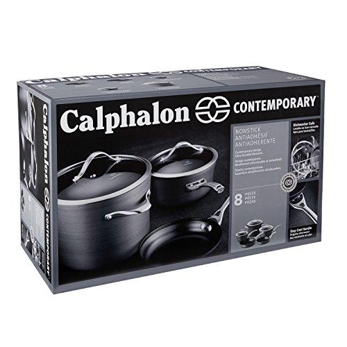 Calphalon Contemporary Hard-Anodized Aluminum Nonstick Cookware, Omelette Fry Pan, 10-inch and 12-inch Set, Black, New Version - 2018986