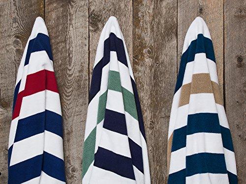 Oversize Plush Cabana Towel by Laguna Beach Textile Co | Navy and Seafoam Green| 1 Classic, Beach and Pool House Towel