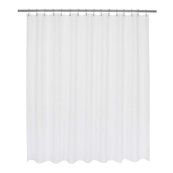 Waffle Weave Fabric Shower Curtain 230 GSM Heavy Duty, Spa, Hotel Luxury, Water Repellent, White Pique Pattern, 71 x 72 inches Decorative Bathroom Curtain