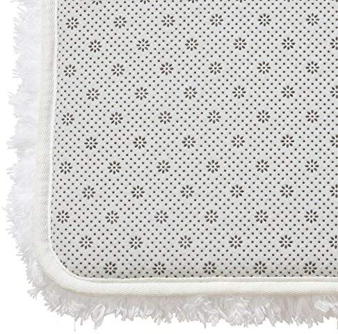 Genteele Non-Slip Memory Foam Shaggy Bathroom Mat, Water Absorbent, Super Plush Bath Mat, Washable Bathroom Rug (17" X 24", Gray)