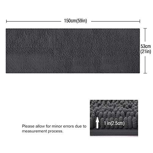 ITSOFT Non Slip Shaggy Chenille Soft Microfibers Bathroom Rug with Water Absorbent, Machine Washable, 21 x 34 inches Charcoal Gray