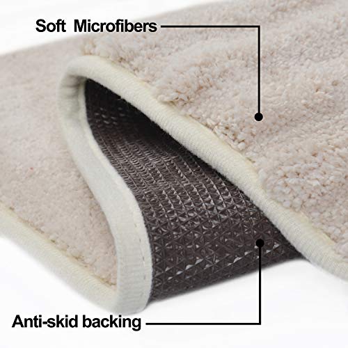 TOMORO Non-Slip Bathroom Rug Super Absorbent Bath Mat Extra Soft Microfibers Anti-Skid TPR Bottom (17.5 x 27 inch, White)