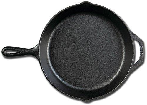 Lodge 12 Inch Cast Iron Skillet. Pre-Seasoned Cast Iron Skillet with Red Silicone Hot Handle Holder.