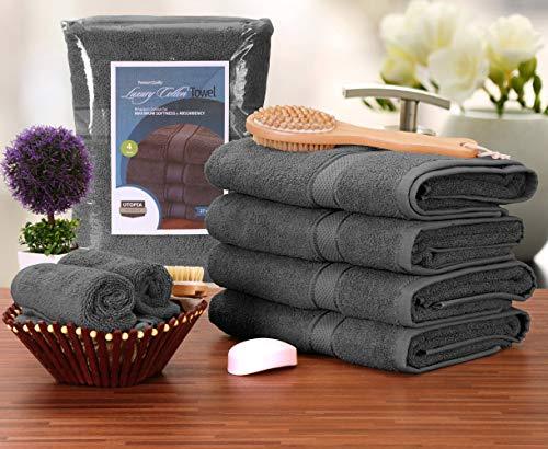 Utopia Towels Luxurious Bath Towels, 4 Pack, Grey