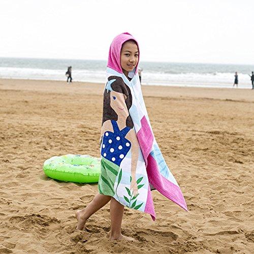 Bavilk Kids Children Hooded Poncho Dinosaur Swim Beach Bath Towel for Girls / Boys