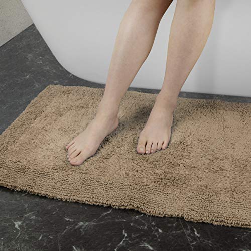 TOMORO Non-Slip Bathroom Rug Super Absorbent Bath Mat Extra Soft Microfibers Anti-Skid TPR Bottom (17.5 x 27 inch, White)