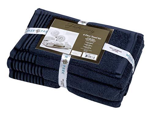 600 GSM Ultra Soft 100% Combed Cotton 6-piece Towel Set (Charcoal Black): 2 Bath towels, 2 Hand towels, 2 Washcloths, Long-staple Cotton, Spa Hotel Quality, Super Absorbent, Machine Washable