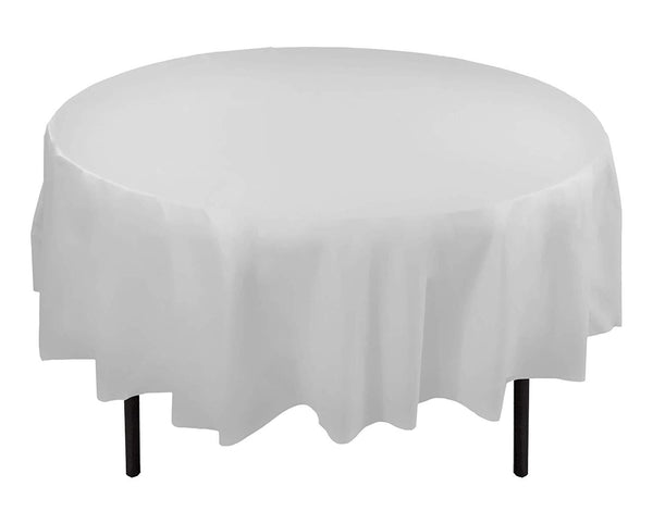 Exquisite 12-Pack Premium Plastic Tablecloth 54 Inch. x 108 Inch. Rectangle Table Cover-White