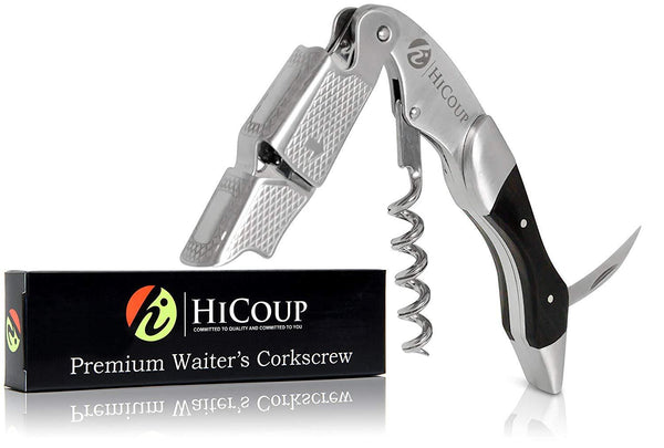 Professional Waiter’s Corkscrew by HiCoup - Rosewood Handle All-in-one Corkscrew, Bottle Opener and Foil Cutter, Used By Sommeliers, Waiters and Bartenders Around The World