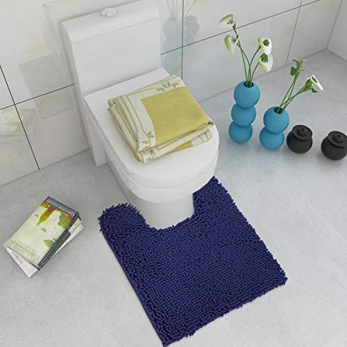 ITSOFT Non-Slip Shaggy Chenille Toilet Contour Bathroom Rug with Water Absorbent, Machine Washable, 21 x 24 Inch U-Shaped Charcoalgray