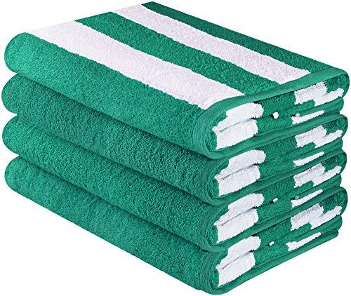 Utopia Towels Cabana Stripe Beach Towels (4 Pack, 30 x 60 Inches) - Large Pool Towels, Variety Pack