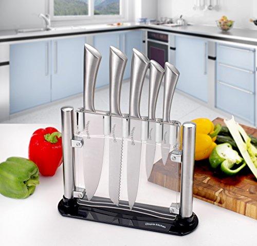 Premium Class Stainless Steel Kitchen 6 Piece Knives Set (5 Knives plus an Acrylic Stand) - by Utopia Kitchen