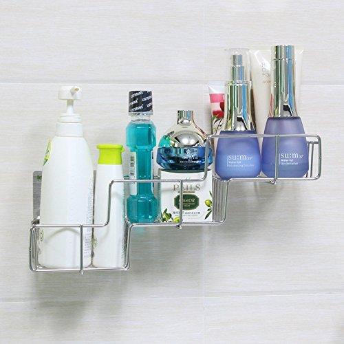 VIAV Bathroom Shelf Organizer Storage Adhesive Shower Caddy Basket Stainless Steel No Drilling No Rusting (Style A)