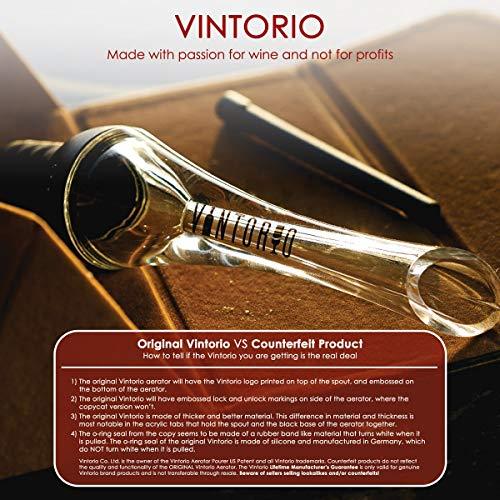 Vintorio Wine Aerator Pourer - Premium Aerating Pourer and Decanter Spout (Black)